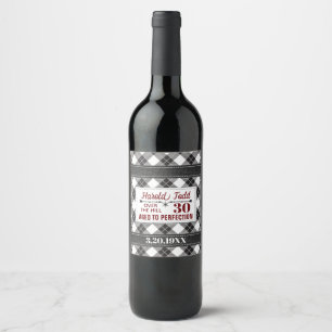 Black And White Plaid Over The Hill Wine Label