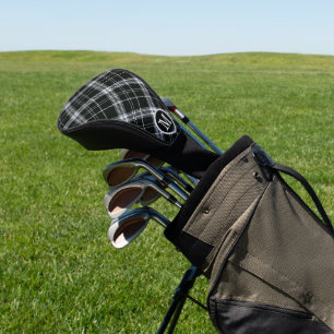 Black and white plaid pattern golf head cover