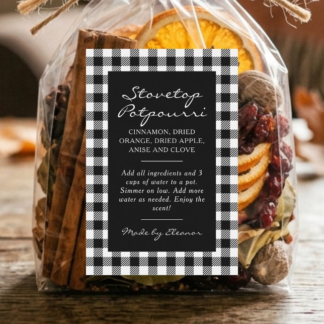 Black and White Plaid Simmer Pot Kit Label (Creator Uploaded)