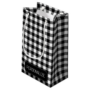 Black and White Plaid Small Gift Bag