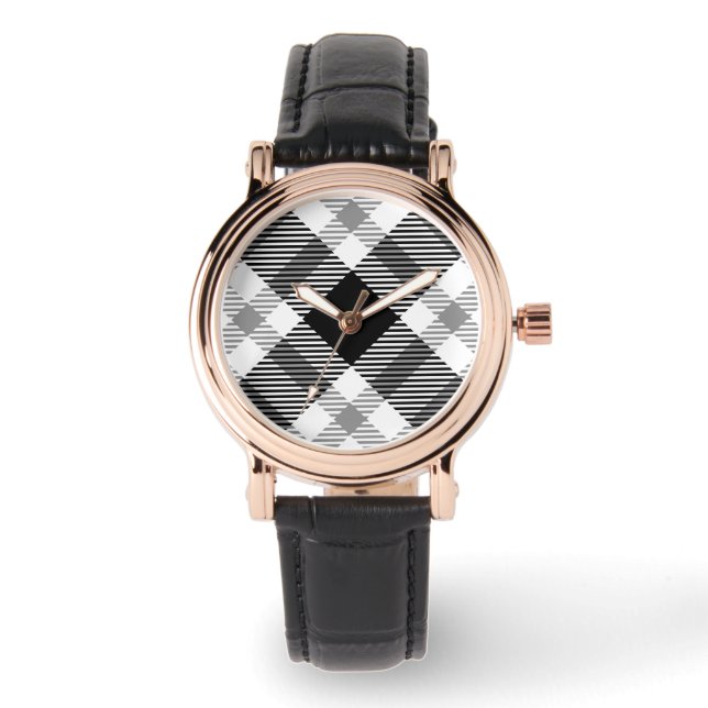 black and white plaid watch (Front)