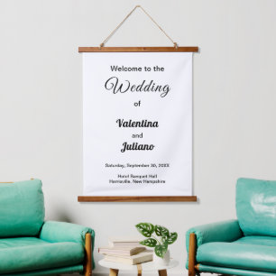 Black and White Plain Text Wedding Hanging Tapestry