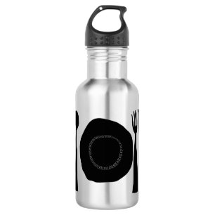 Black and White Plate and Utensils 532 Ml Water Bottle
