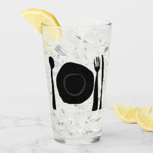 Black and White Plate and Utensils Glass