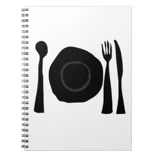 Black and White Plate and Utensils Notebook