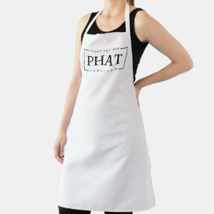 black and white Plump Hot And Tempting PHAT Apron