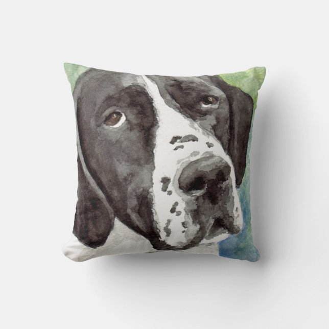 Black and White Pointer Cushion (Front)