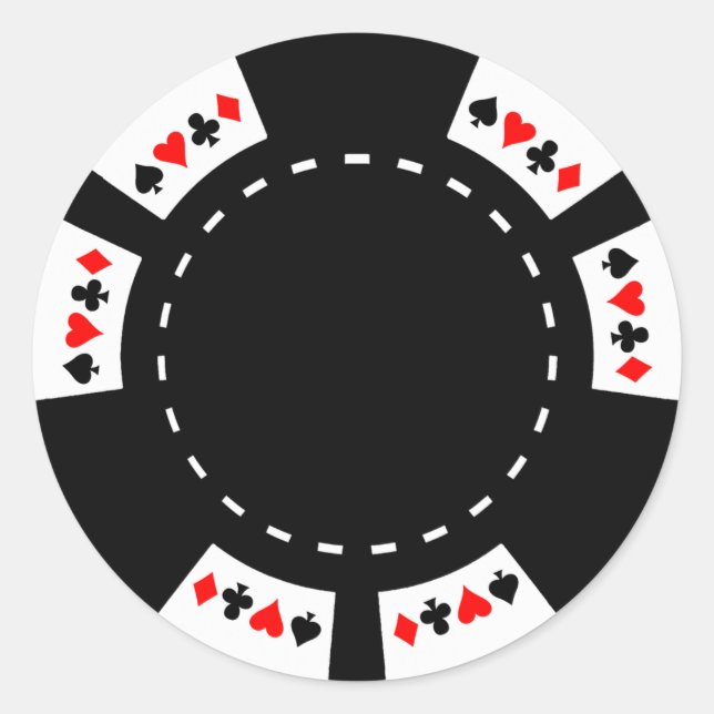 Black and White Poker Chip Classic Round Sticker (Front)