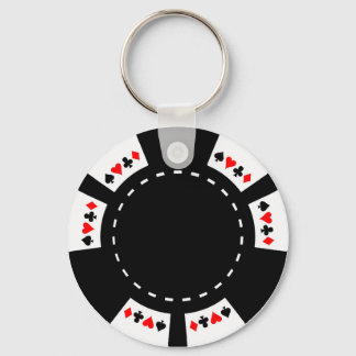 Black and White Poker Chip Key Ring