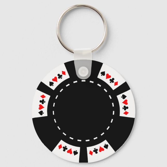 Black and White Poker Chip Key Ring (Front)