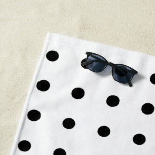 Black And White Polka Dot Beach Towel