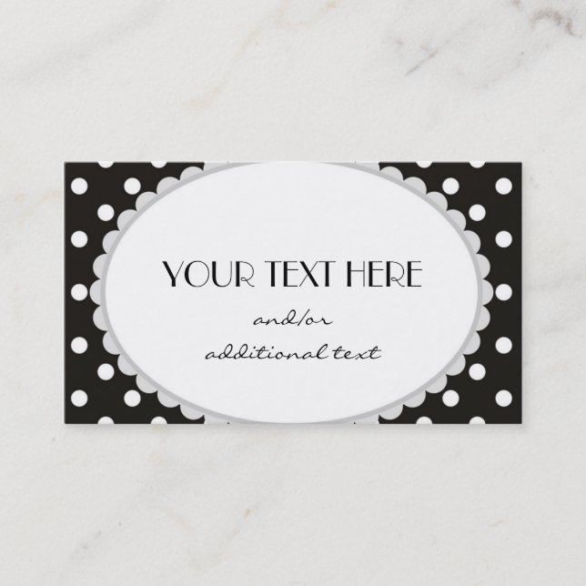 Black and White Polka Dot Business Card (Front)