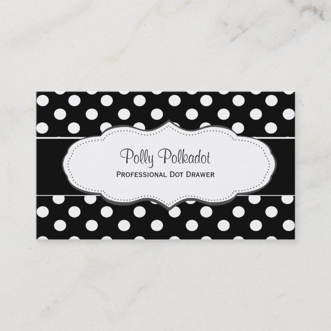 Black and White Polka Dot Business Cards (Front)