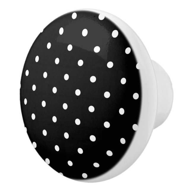 Black and White Polka Dot Ceramic Knob (Right)