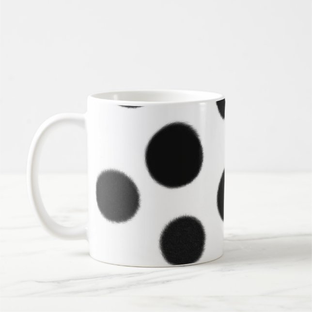 black and white polka dot coffee mug (Left)