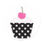 Black and White Polka Dot Cupcake With Pink Cherry