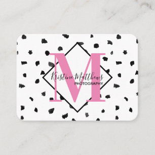 Black and White Polka Dot Custom Monogram/Initial Business Card