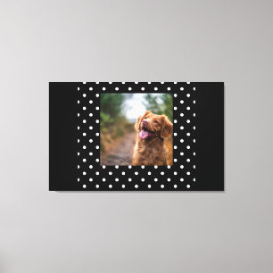 Black and white polka dot Dog pic Canvas Print
