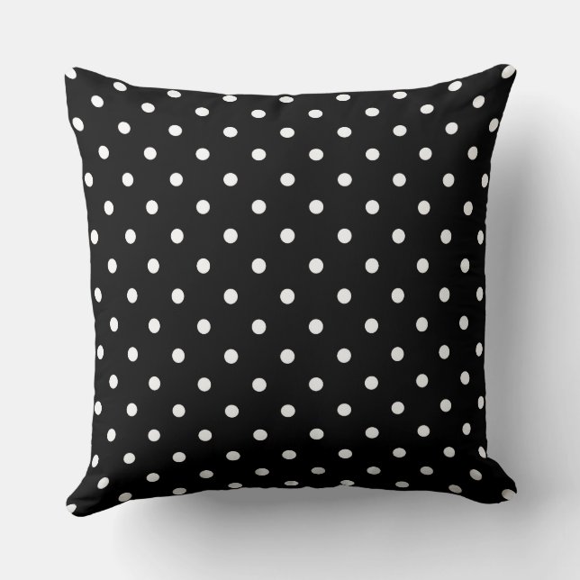 Black and white polka dot Dog pic Cushion (Back)