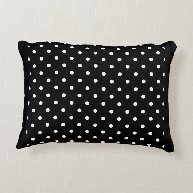 Black and white polka dot Dog pic Decorative Cushion (Back)