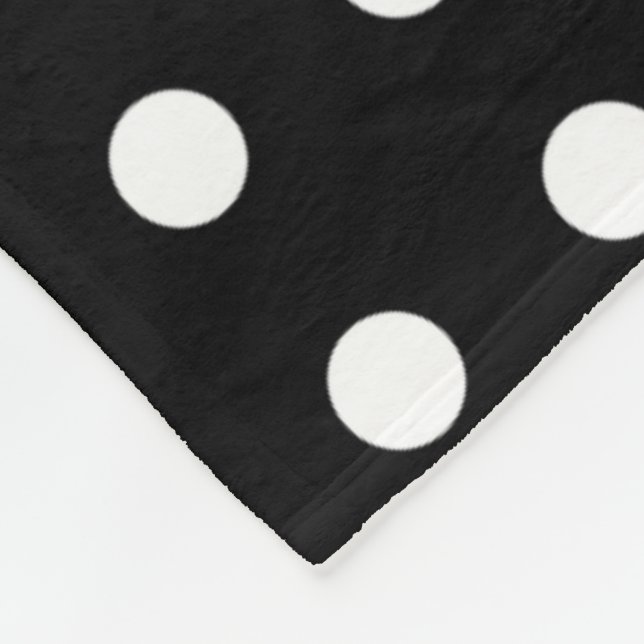 Black and White Polka Dot Fleece Blanket (Corner)