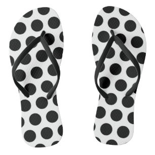 Black and White Polka Dot Flip Flops