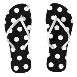 Black and White Polka Dot Flip Flops