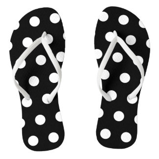 Black and White Polka Dot Flip Flops