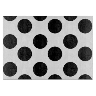 Black and White Polka Dot Glass Cutting Board