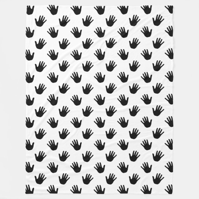 Black and White Polka Dot Handprints Fleece Blanket (Front)