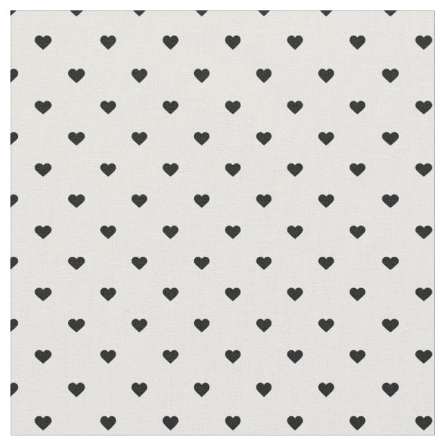 Black and White Polka Dot Hearts Fabric (Close Up)
