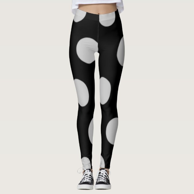 Black and White Polka Dot Leggings (Front)