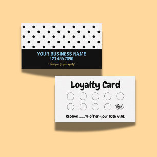 Black and White Polka Dot Modern Loyalty Card