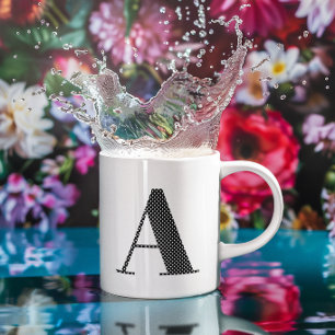 Black and White Polka Dot Monogram Coffee Mug