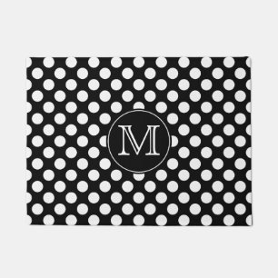 Black and White Polka Dot Monogrammed Doormat