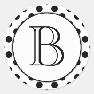 Black and White Polka Dot Monogrammed Sticker