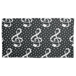 Black and white polka dot music note design pillowcase