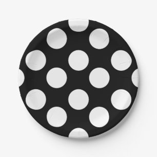 Black and White Polka Dot Paper Plates