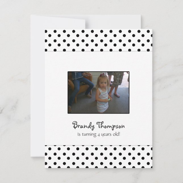 Black and White Polka Dot Party Invitation (Front)