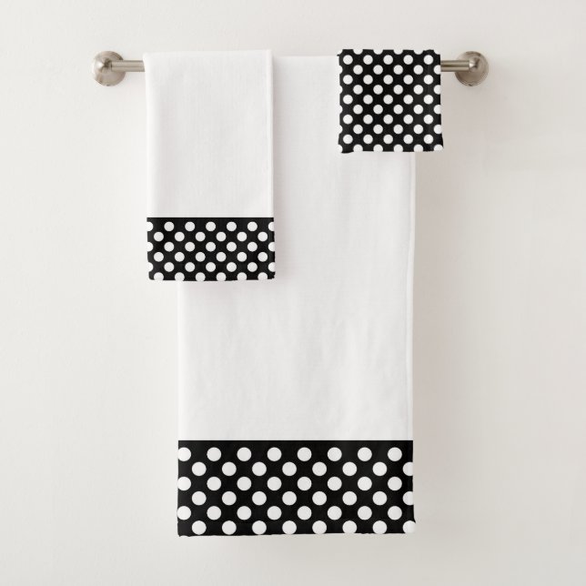 Black and White Polka Dot Pattern Bath Towel Set (Insitu)
