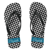 Black and White Polka Dot Pattern Blue Monogram
