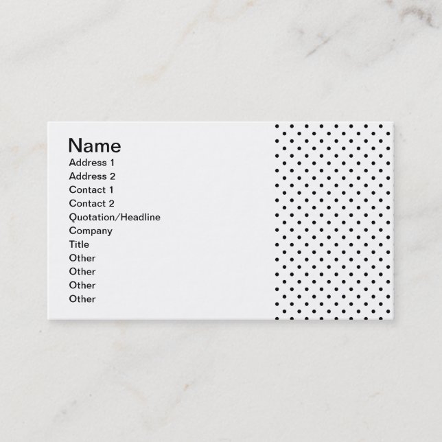 Black and White Polka Dot Pattern Business Card (Front)