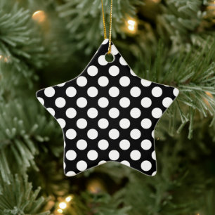 Black and White Polka Dot Pattern Ceramic Tree Decoration