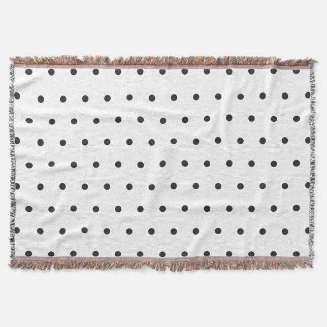 Black and White Polka Dot Pattern – Classic Minima Throw Blanket (Front)