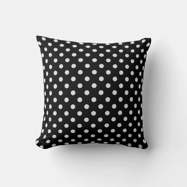 Black and White Polka Dot Pattern Cushion (Front)
