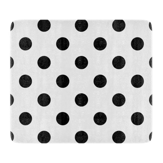 Black and White Polka Dot Pattern Cutting Board (Front)