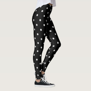 Black and White Polka Dot Pattern Leggings