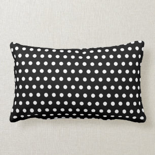Black and White Polka Dot Pattern. Spotty. Lumbar Cushion