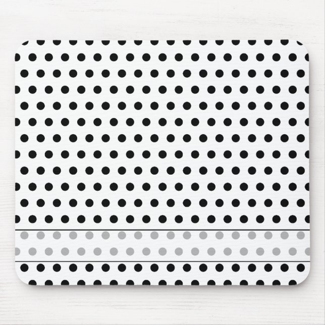 Black and White Polka Dot Pattern. Spotty. Mouse Pad (Front)