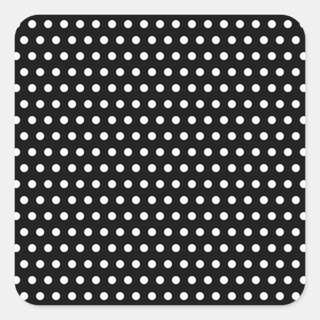 Black and White Polka Dot Pattern. Spotty. Square Sticker (Front)